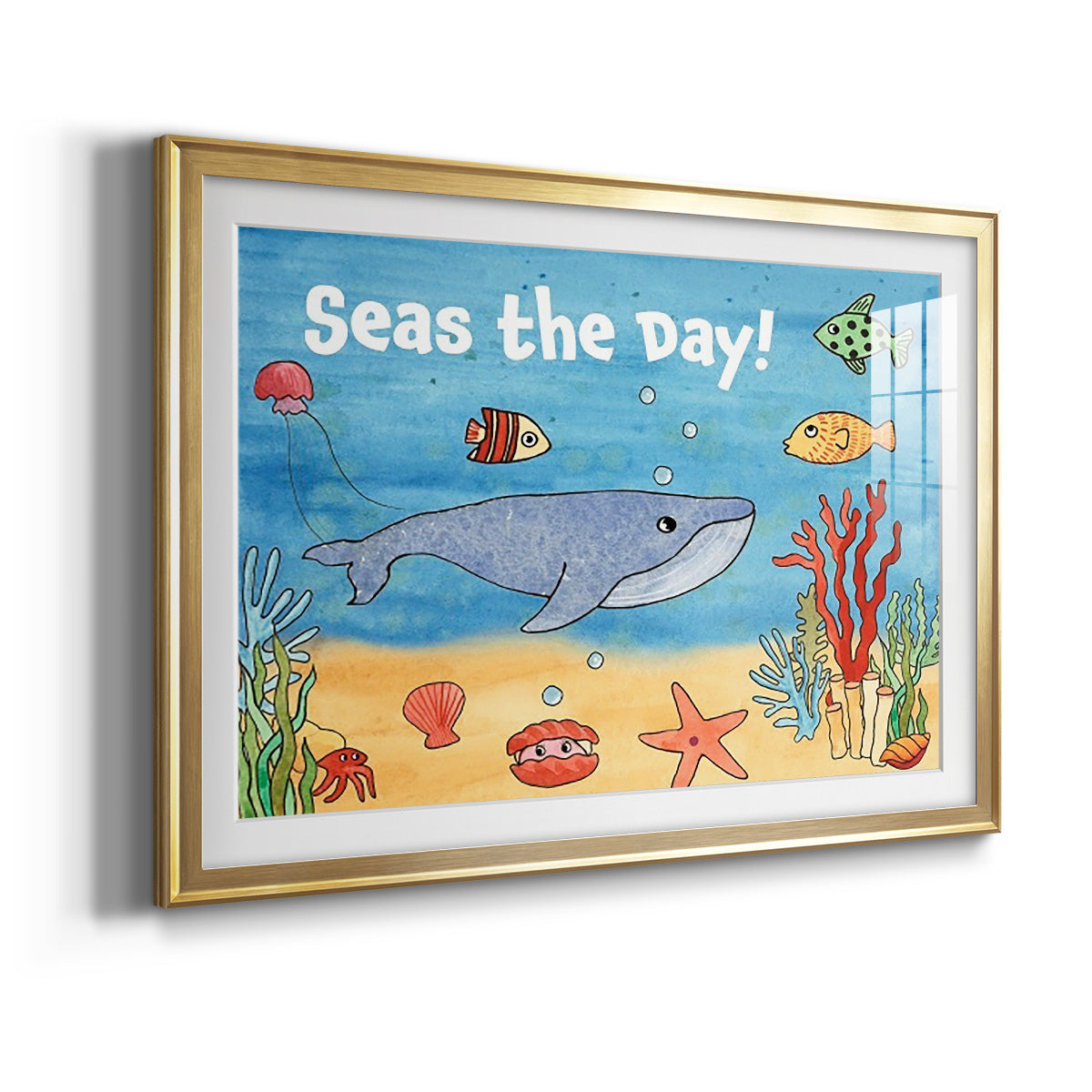 Cute Sea Creatures II - Modern Framed Art Print
