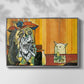 Woman Yelling at a Cat Meme (Picasso Parody) - Floater Framed Canvas Print