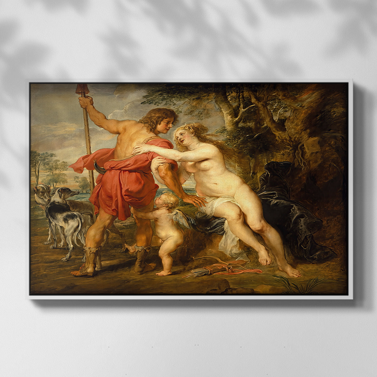 Venus and Adonis, c. 1635 - Floater Framed Canvas Print