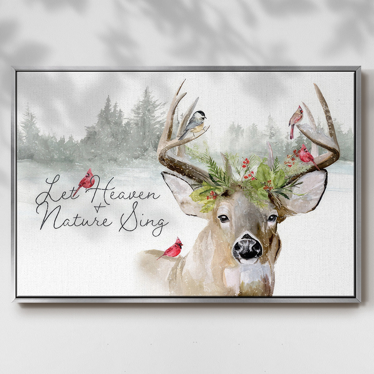 Holiday Deer Collection A - Floater Framed Canvas Print