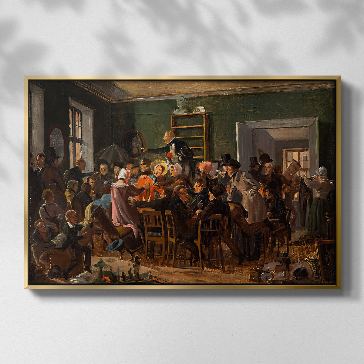 An Auction Scene, 1835 - Floater Framed Canvas Print
