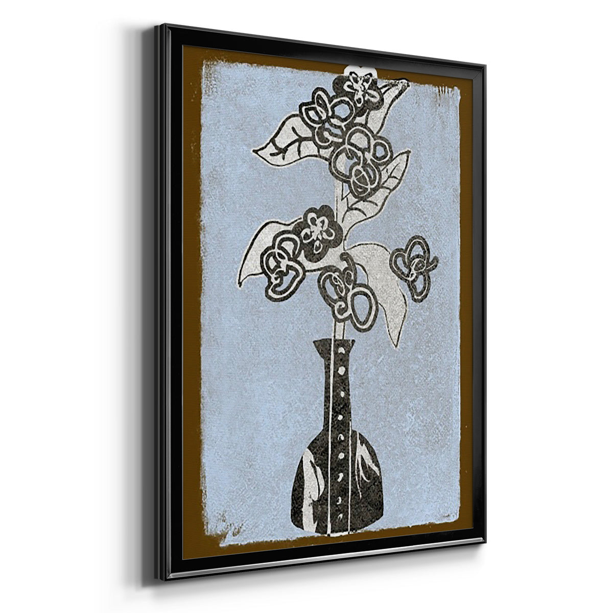 Graphic Flowers in Vase III - Modern Framed Canvas Print