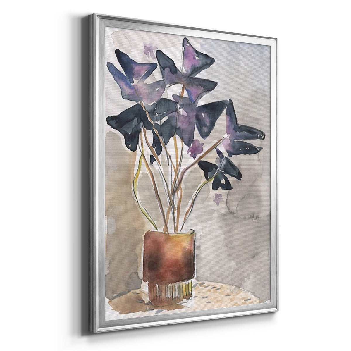 Oxalis in Vase I - Modern Framed Canvas Print