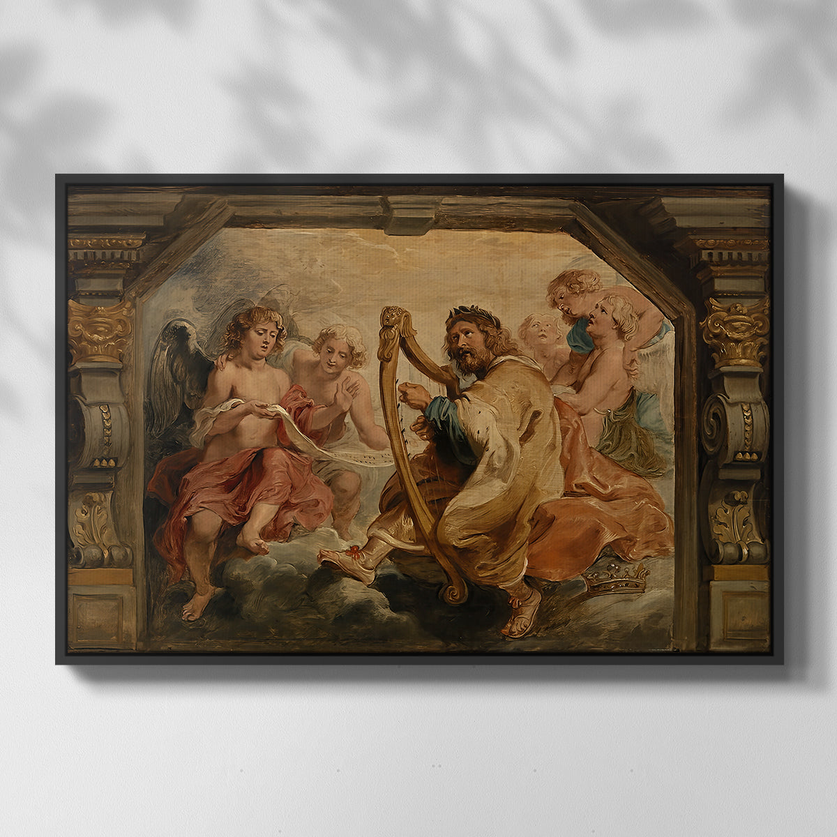 King David Playing the Harp, c. 1627-1628 - Floater Framed Canvas Print