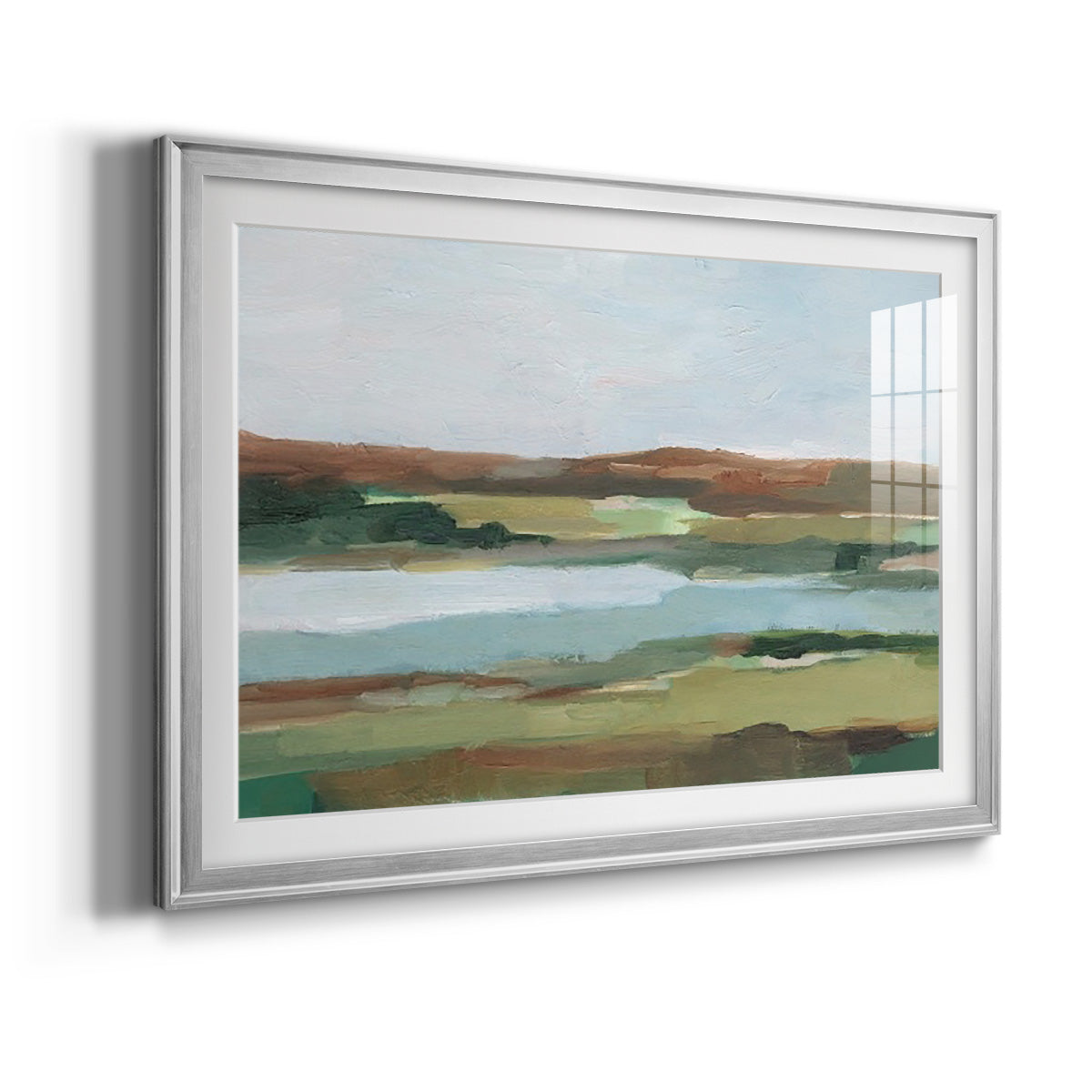 Autumn River Crossing II - Modern Framed Art Print