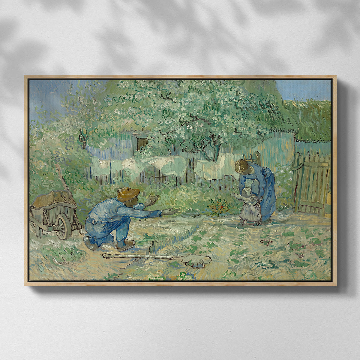 First Steps after Millet, 1890 - Floater Framed Canvas Print