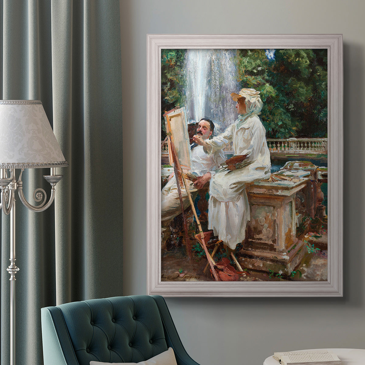 The Fountain Villa Torlonia, Frascati, Italy - Ornate Framed Canvas Print