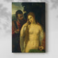 Canvas art print of a classical composition with figures and gentle movement with a soft shadow on a white background.