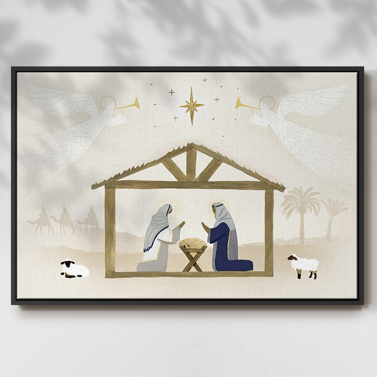 Away in a Manger Collection A - Framed Gallery Wrapped Canvas in Floating Frame