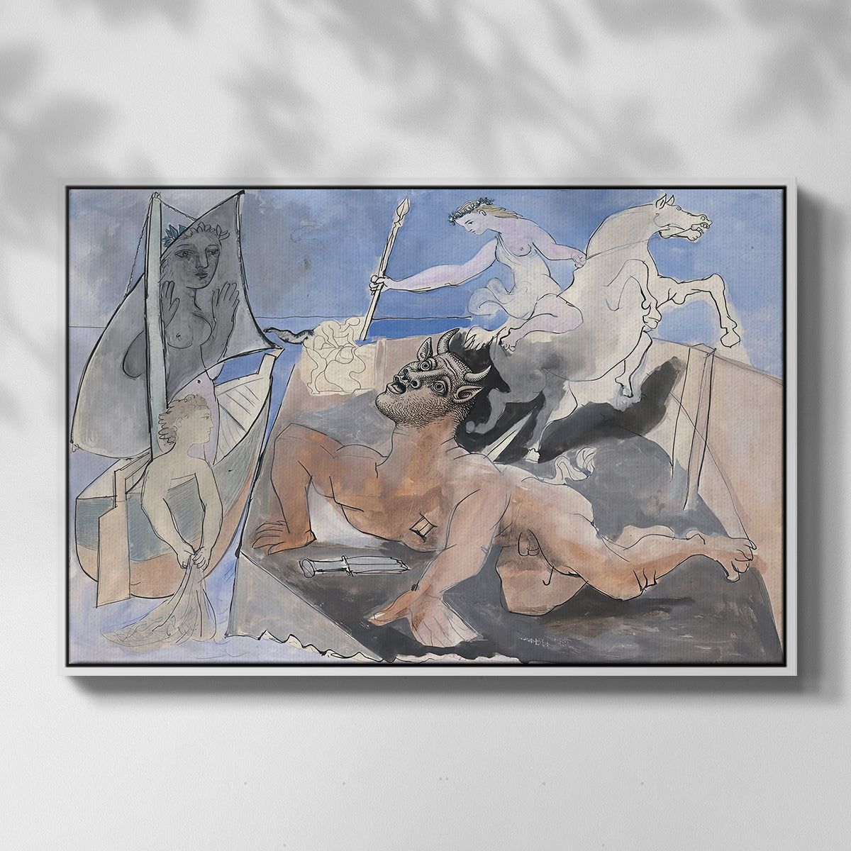 Composition with Minotaur, 1936 - Floater Framed Canvas Print