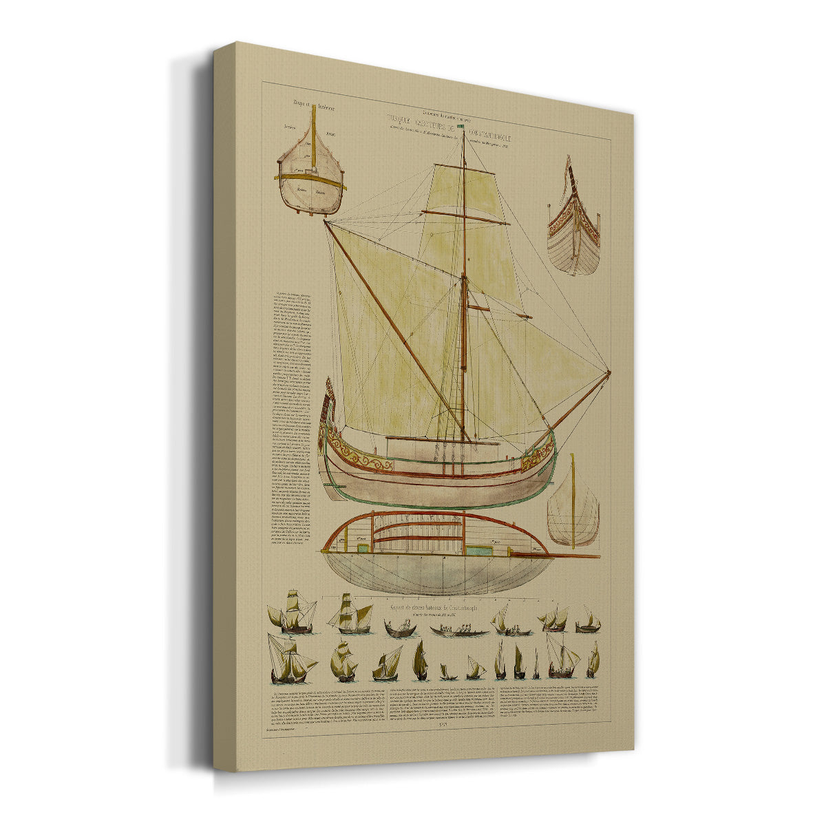 Antique Ship Plan I Premium Gallery Wrapped Canvas - Ready to Hang