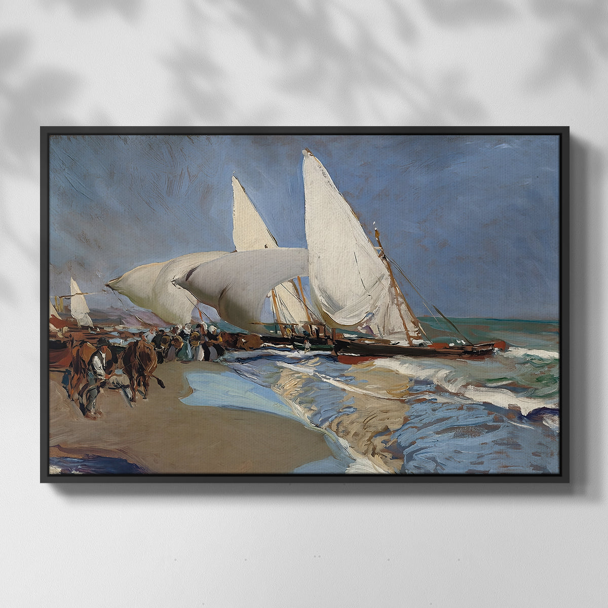 The Beach at Valencia, 1908 - Floater Framed Canvas Print