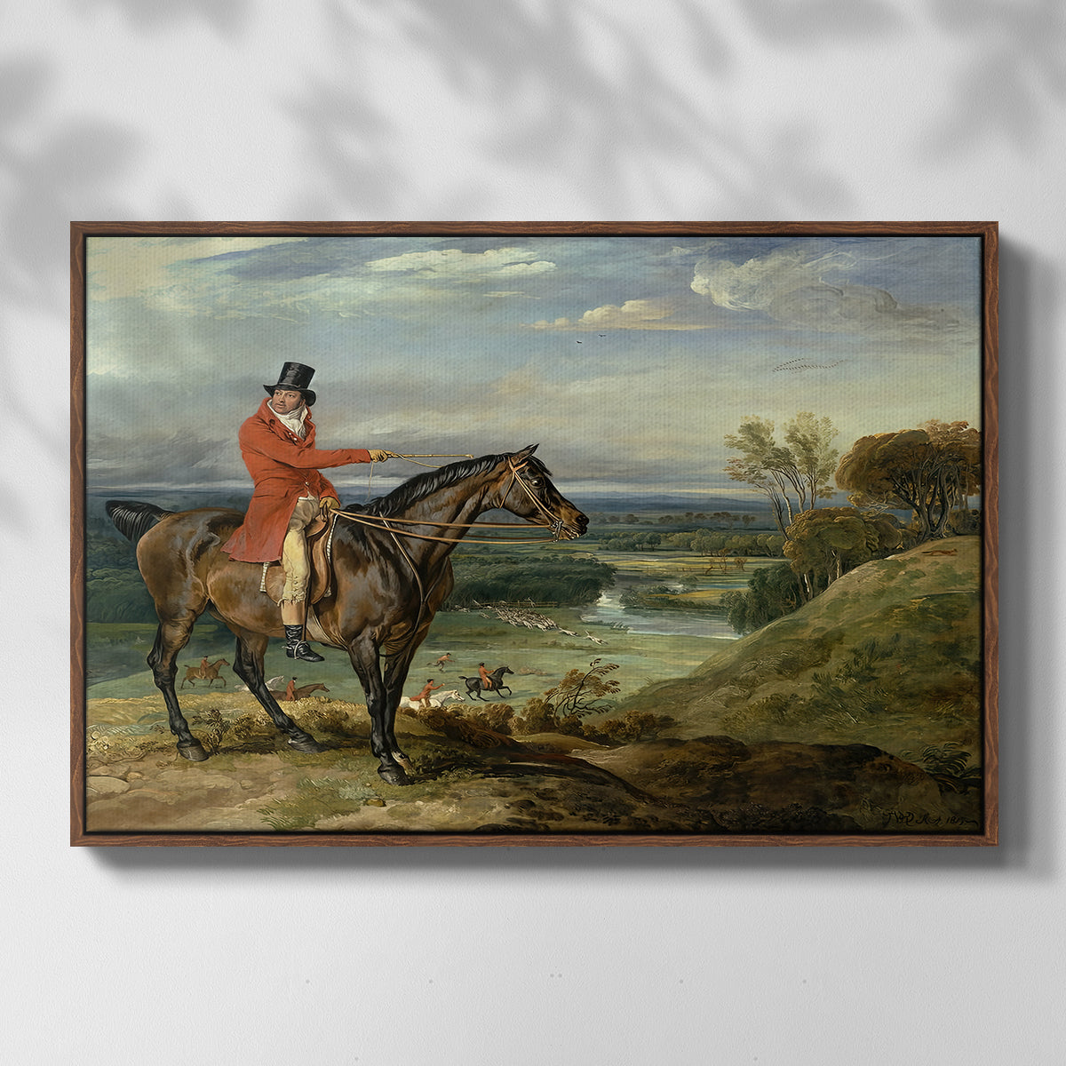 John Levett Hunting at Wychnor, Staffordshire, 1818 - Floater Framed Canvas Print