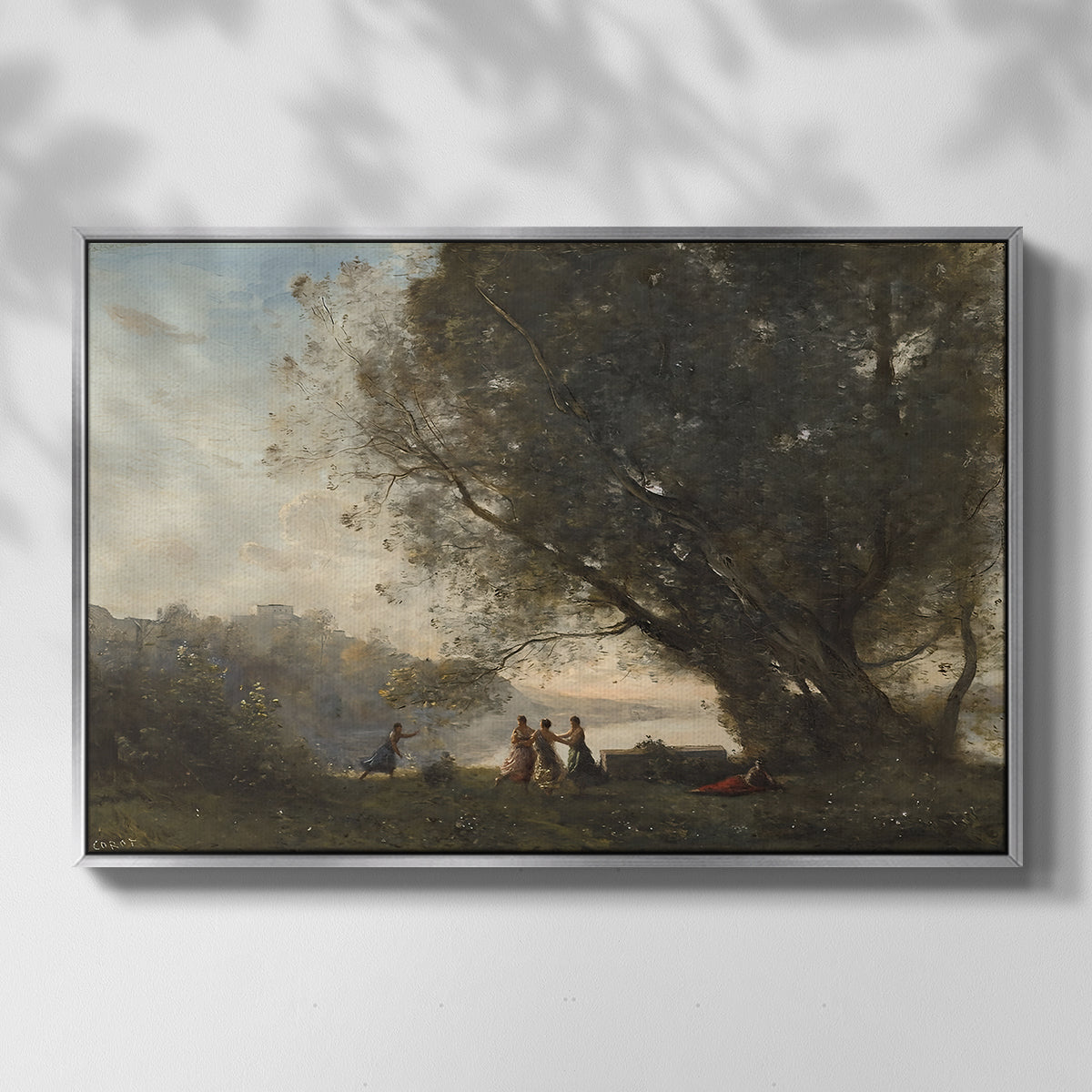 Dance Under the Trees at the Edge of the Lake, c. 1865-1870 - Floater Framed Canvas Print