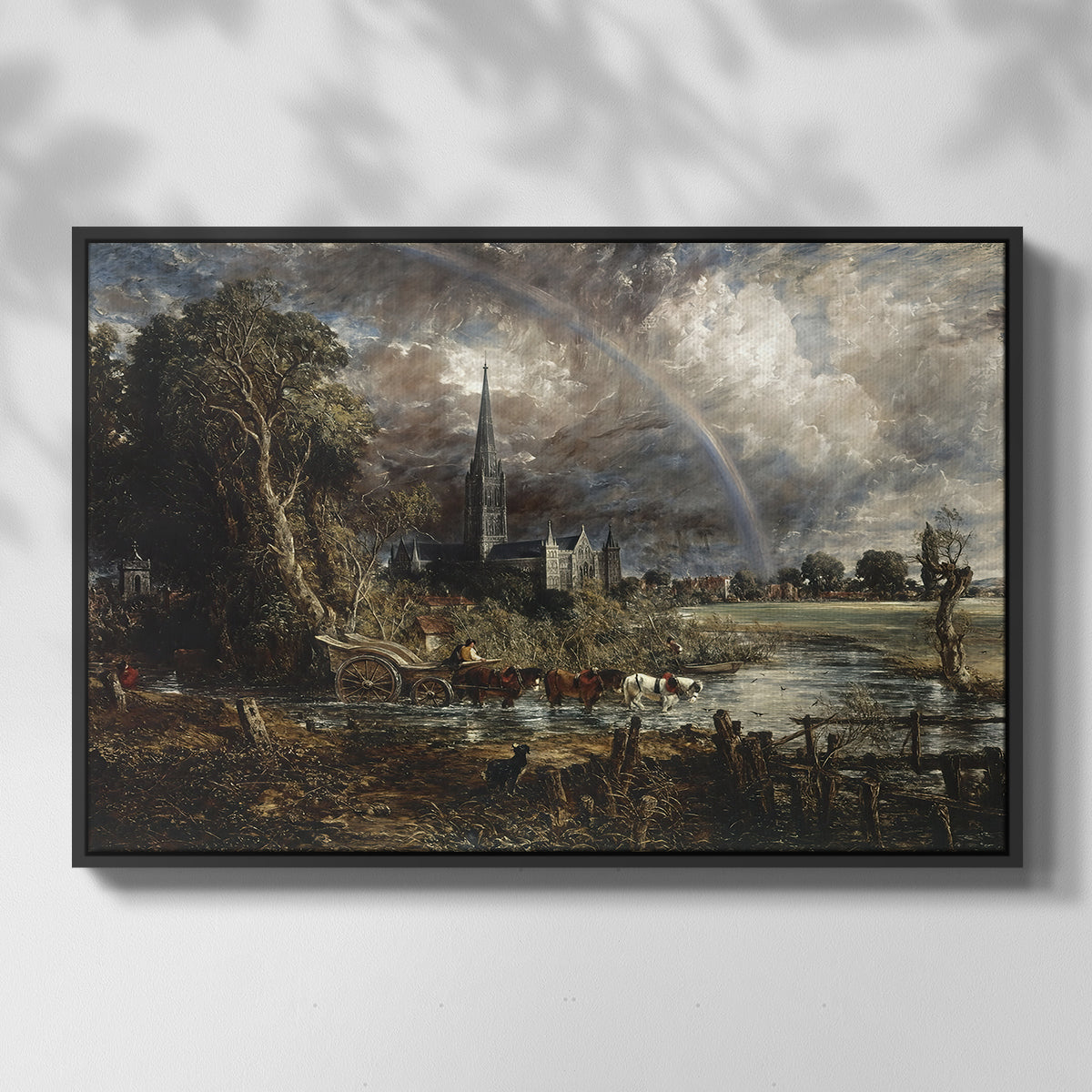Salisbury Cathedral from the Meadows (Detail), 1831 - Floater Framed Canvas Print