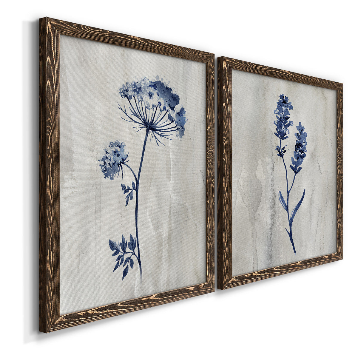 Indigo Botanical I - Premium Framed Canvas 2 Piece Set - Ready to Hang