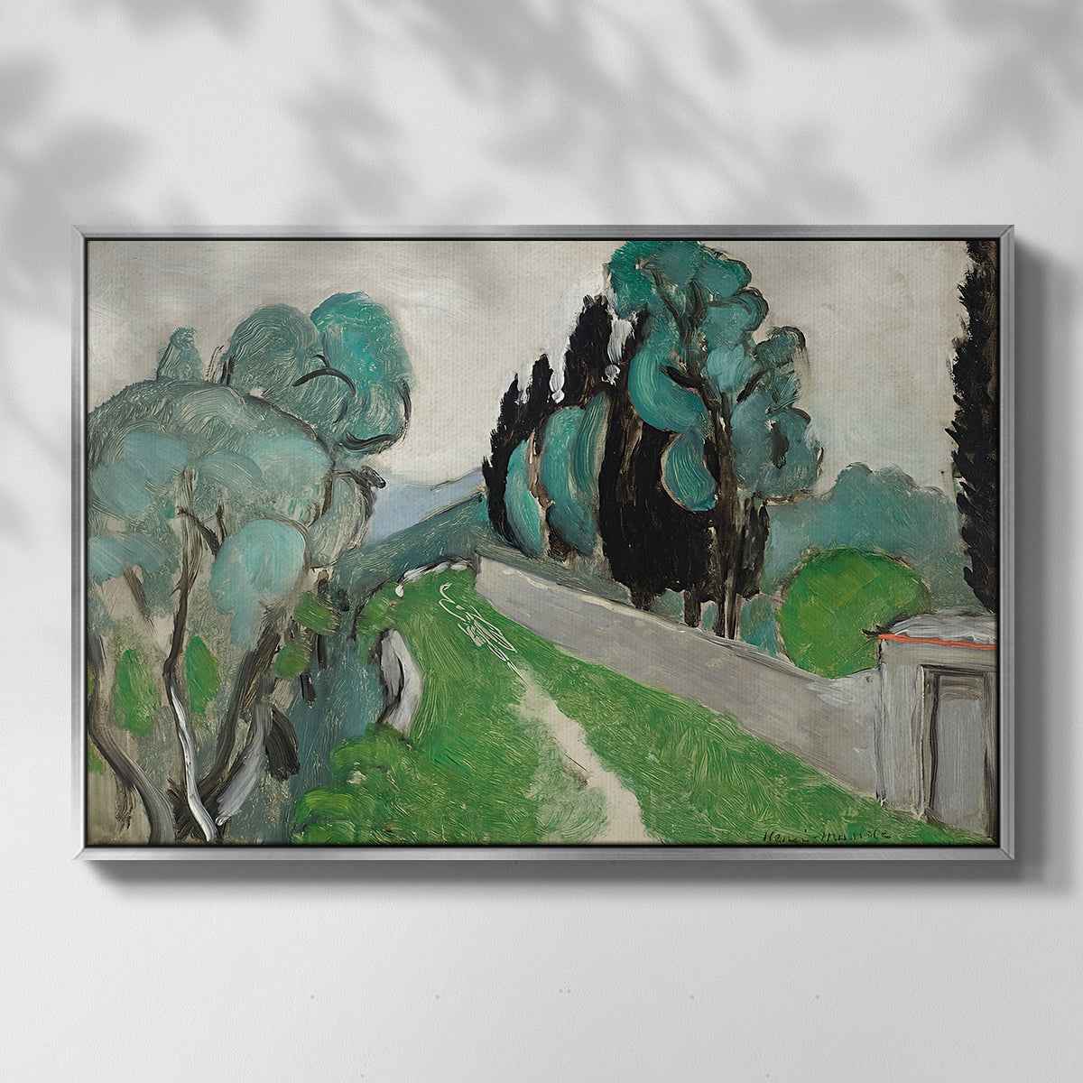 Landscape with Cypresses and Olive Trees near Nice, c. 1918 - Floater Framed Canvas Print