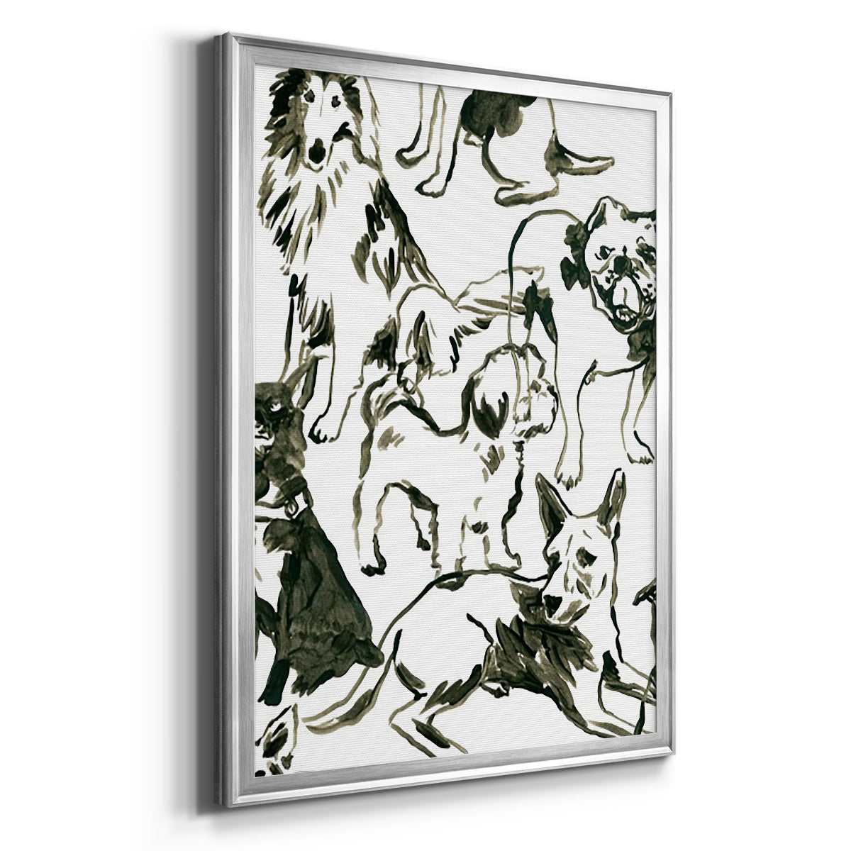 Canine Collage I - Modern Framed Canvas Print