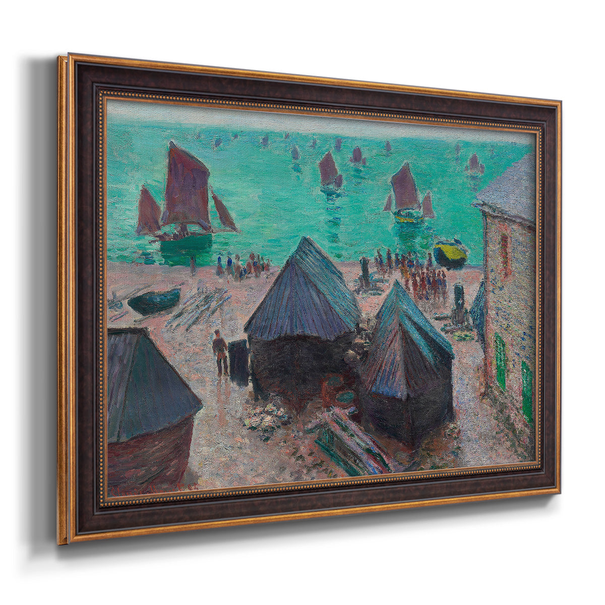 The Departure of the Boats Etretat - Ornate Framed Canvas Print
