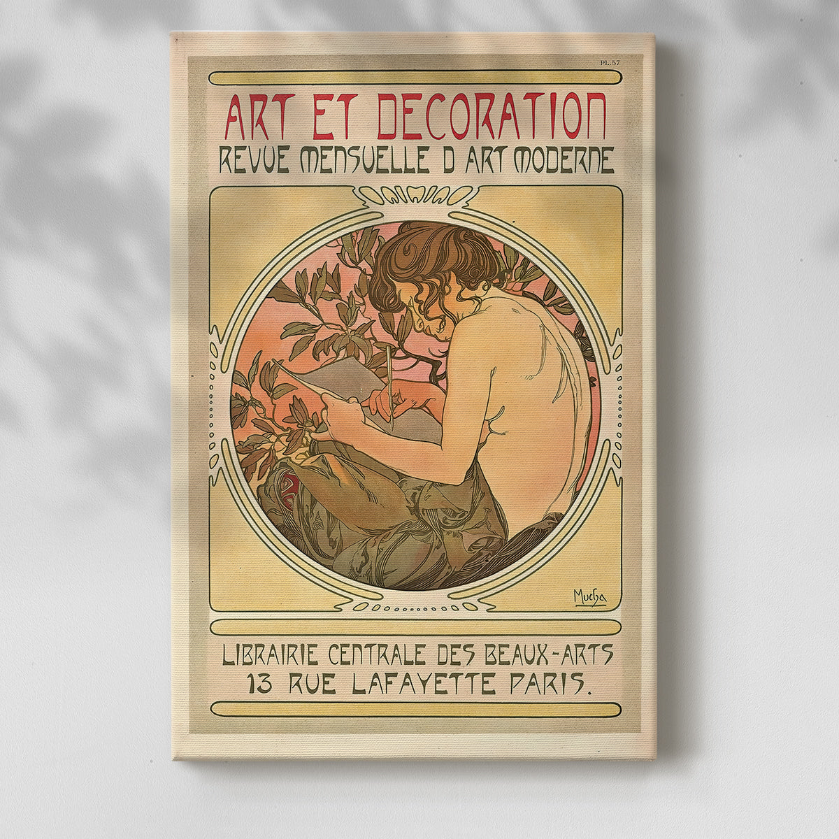 Canvas art print of a vintage advertisement featuring a stylized figure and typography with a soft shadow on a white background.