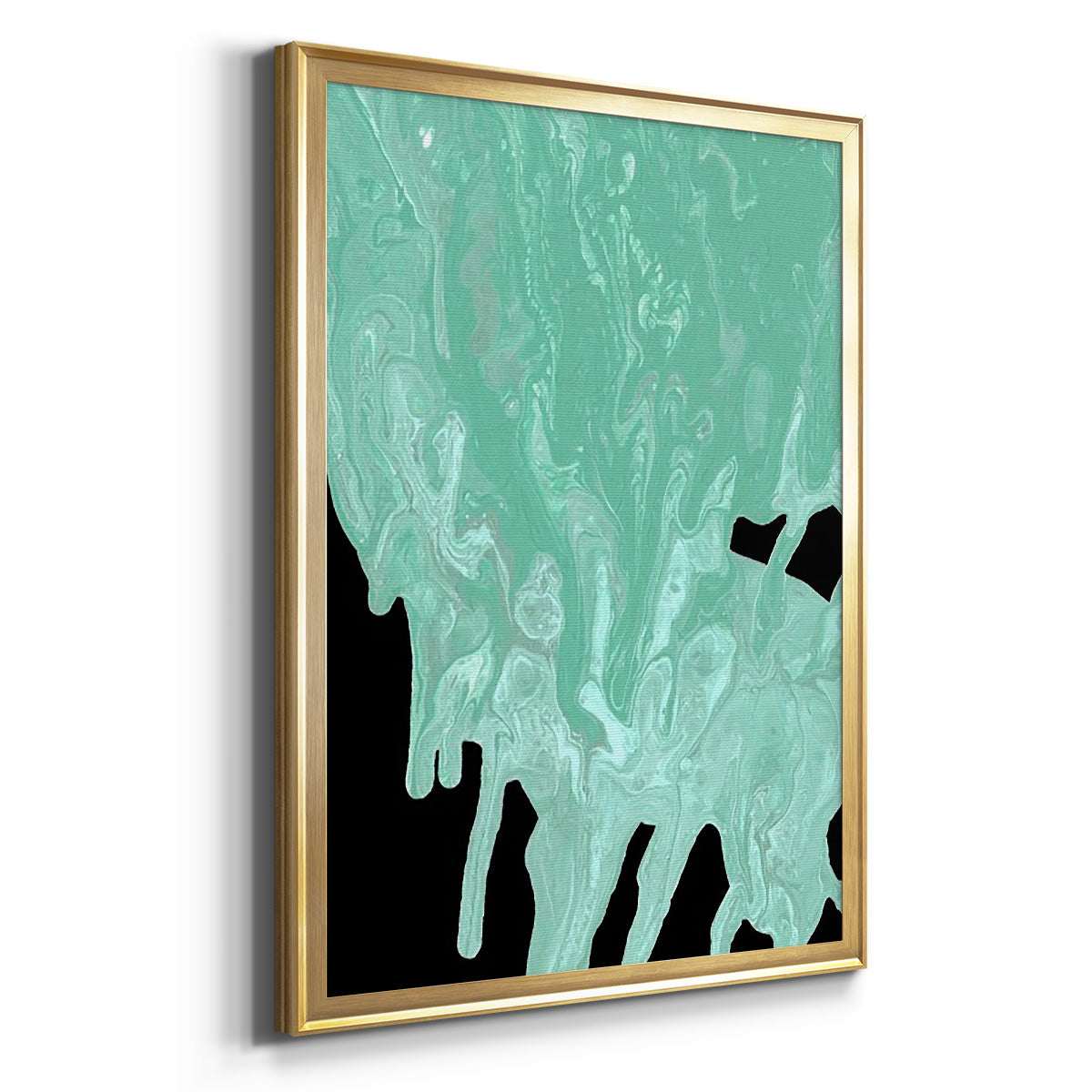 Teal Cascade I - Modern Framed Canvas Print
