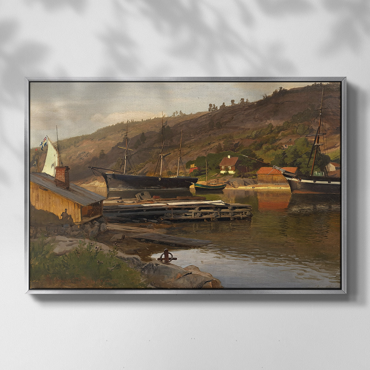 Landingsbrygge Husvik, Drøbak, 1875 - Floater Framed Canvas Print