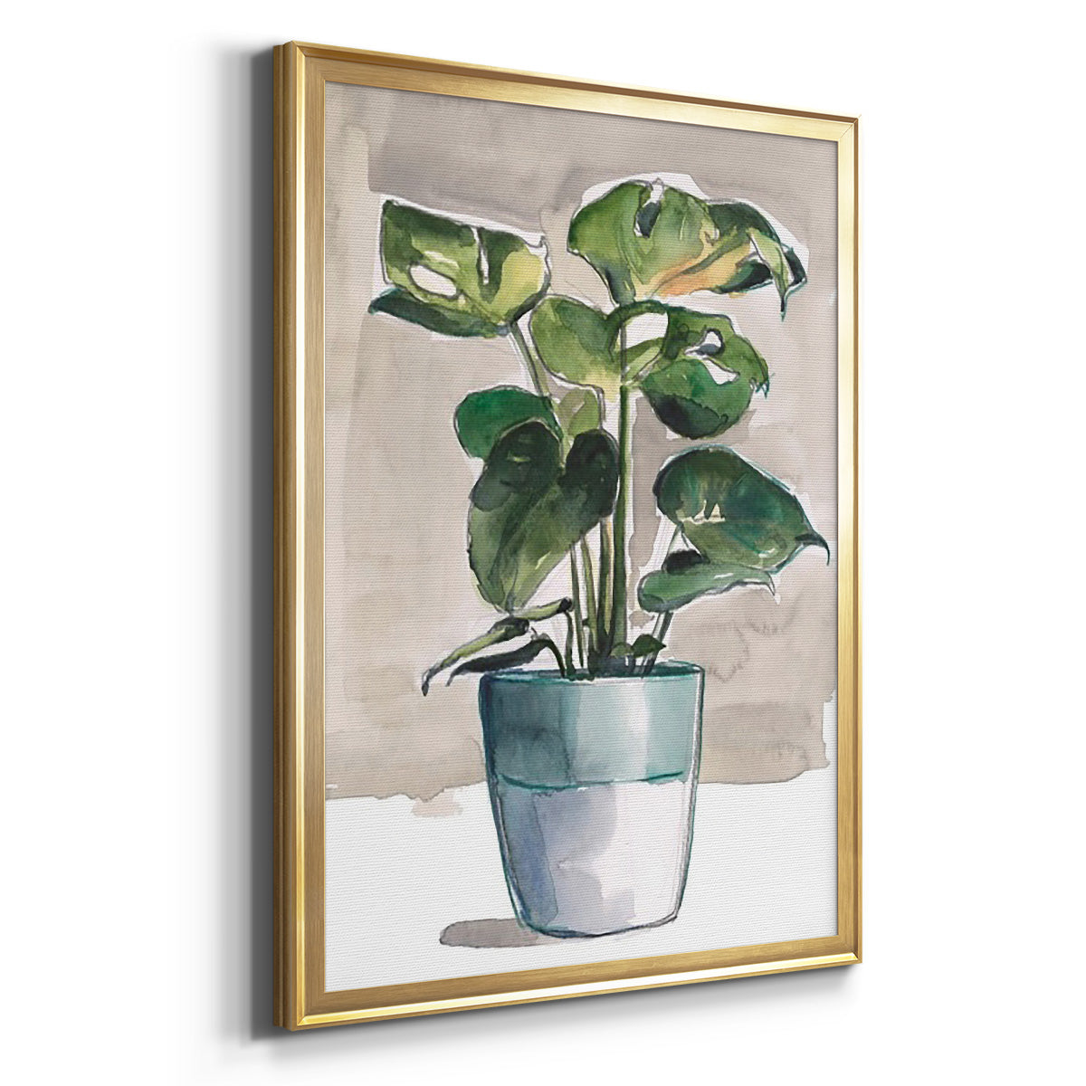 Potted Houseplant II - Modern Framed Canvas Print