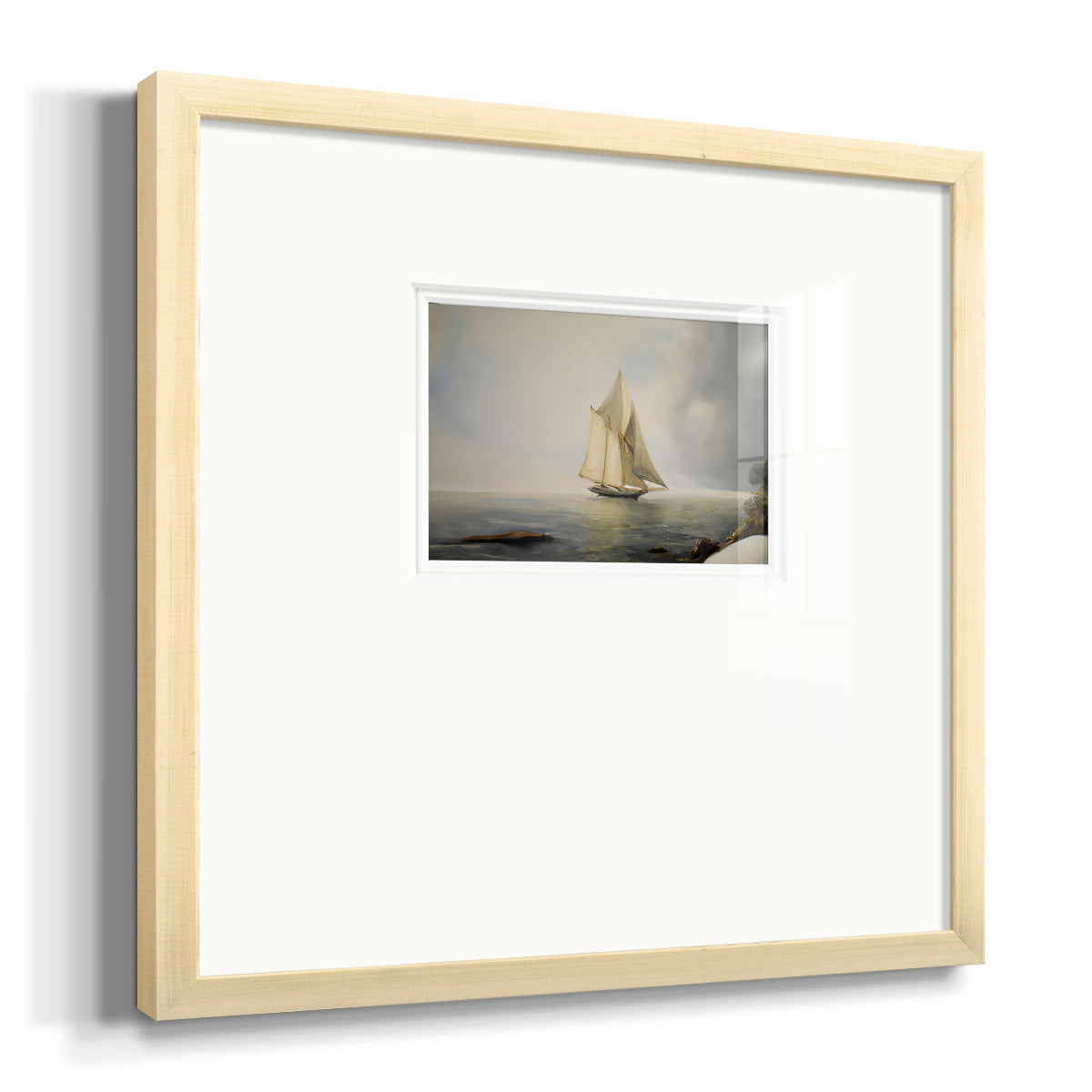 Foggy Sail I Premium Framed Print Double Matboard