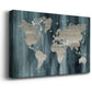 Navy World Map - Canvas Art Print