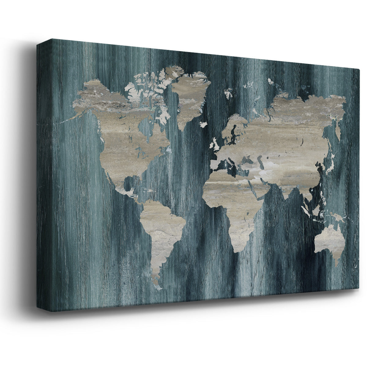 Navy World Map - Canvas Art Print