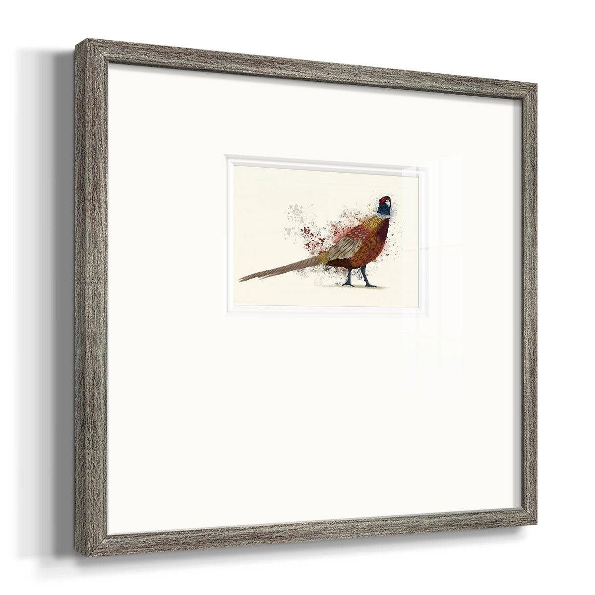 Pheasant Splash 2 Premium Framed Print Double Matboard