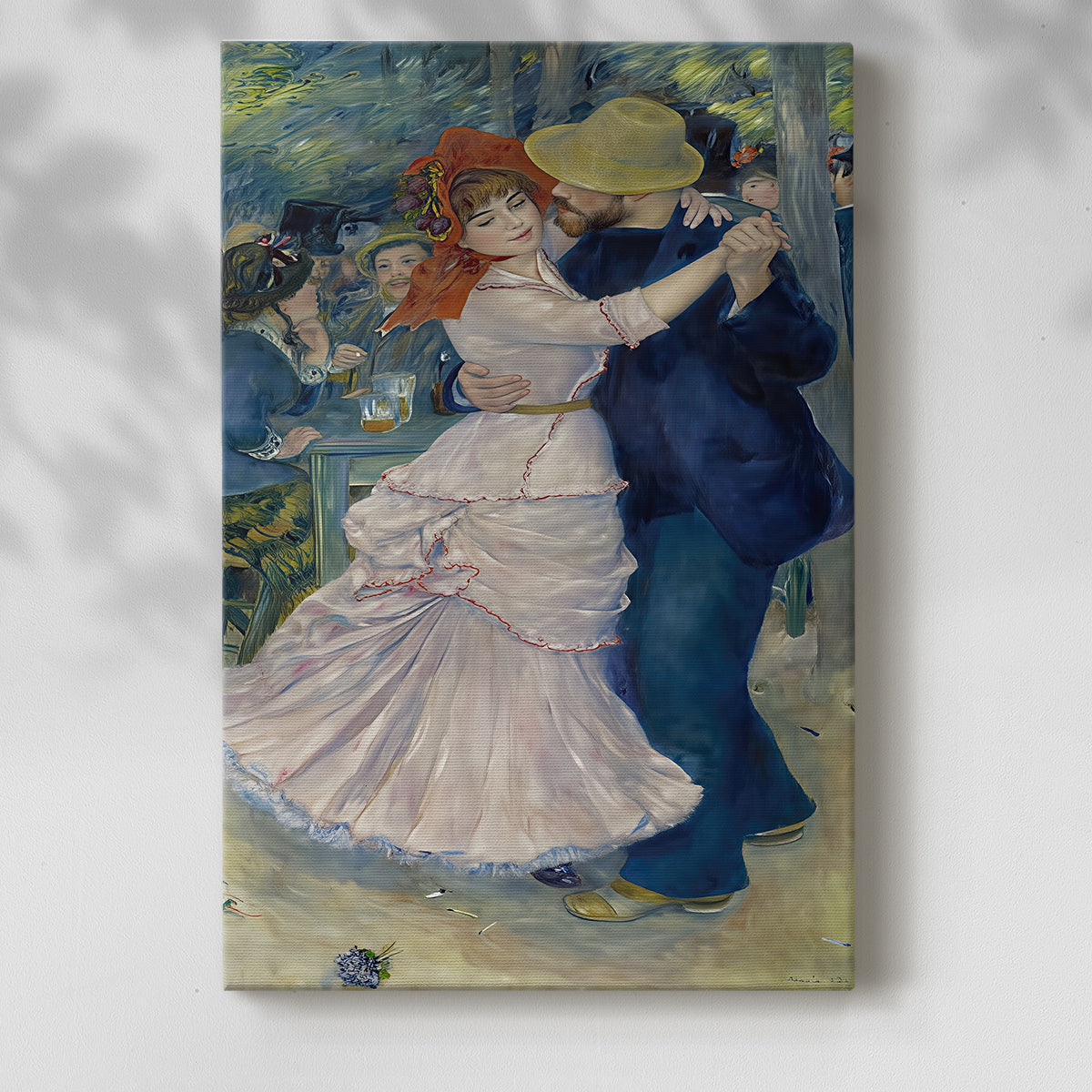 Canvas art print of a lively outdoor scene with figures dancing in warm natural light with a soft shadow on a white background.
