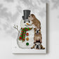 Christmas English Bulldogs Building Snowman - Gallery Wrapped Canvas