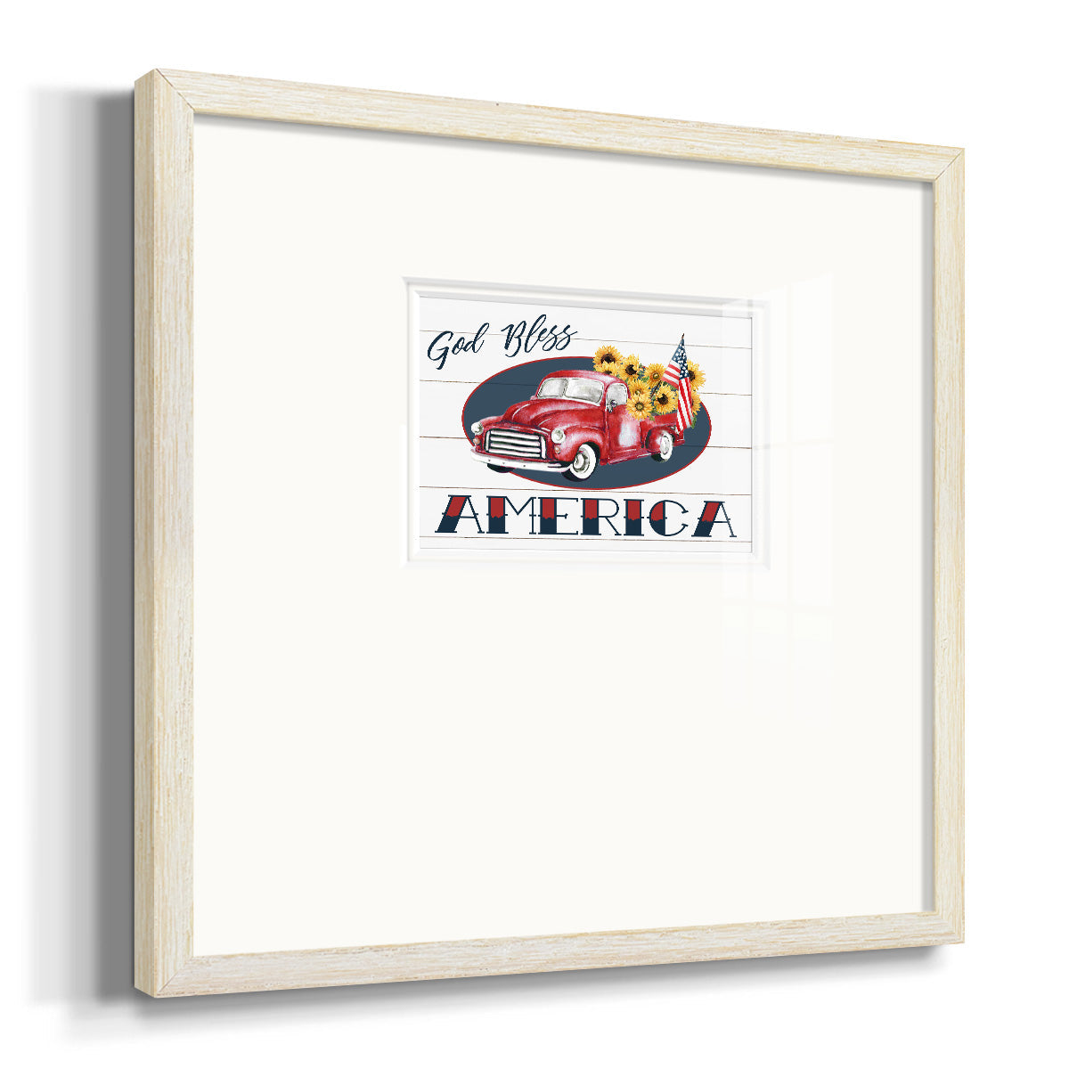 God Bless America Truck Premium Framed Print Double Matboard