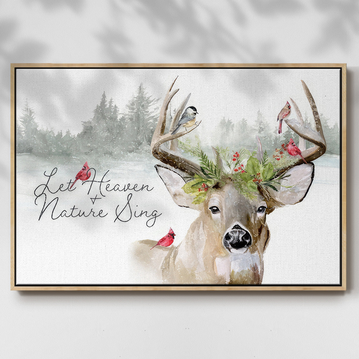 Holiday Deer Collection A - Floater Framed Canvas Print