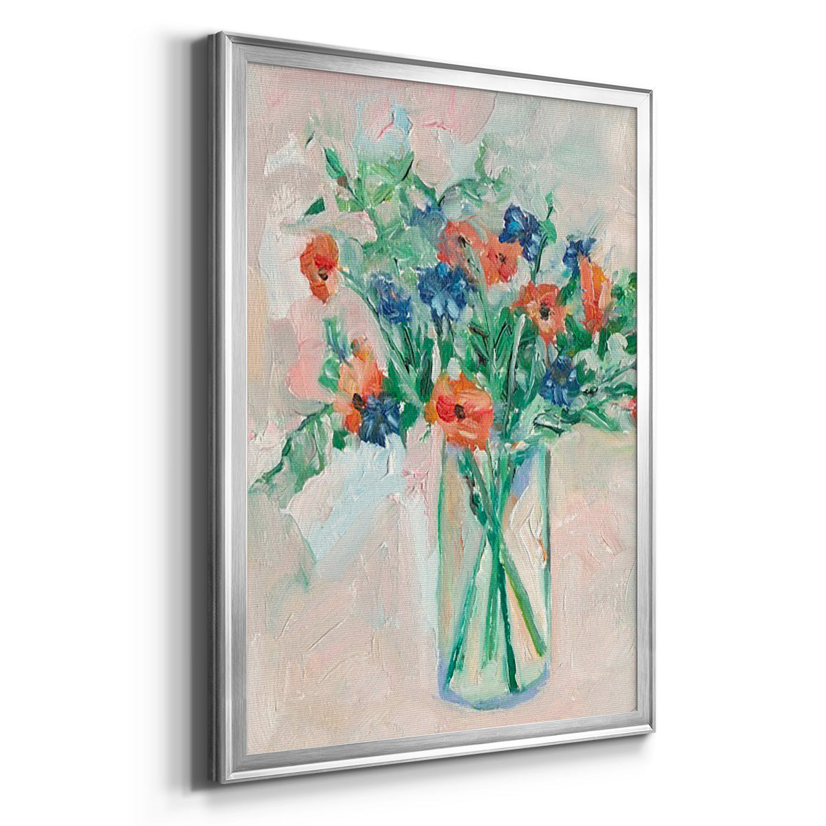 Painterly Soft Bouquet II - Modern Framed Canvas Print