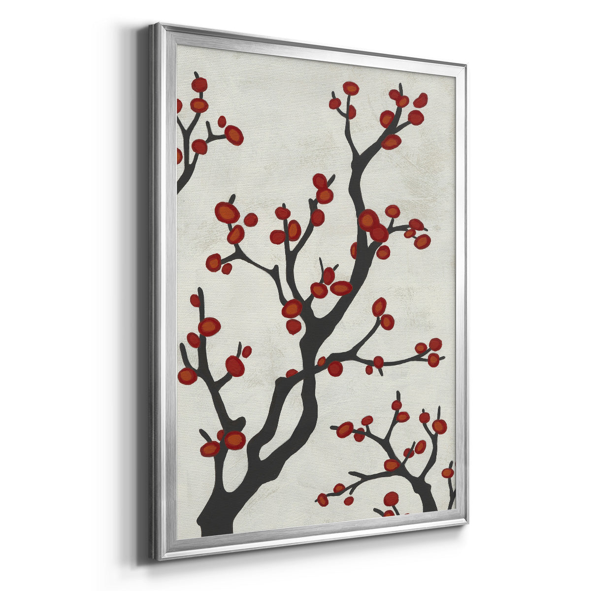 Red Berry Branch I - Modern Framed Canvas Print