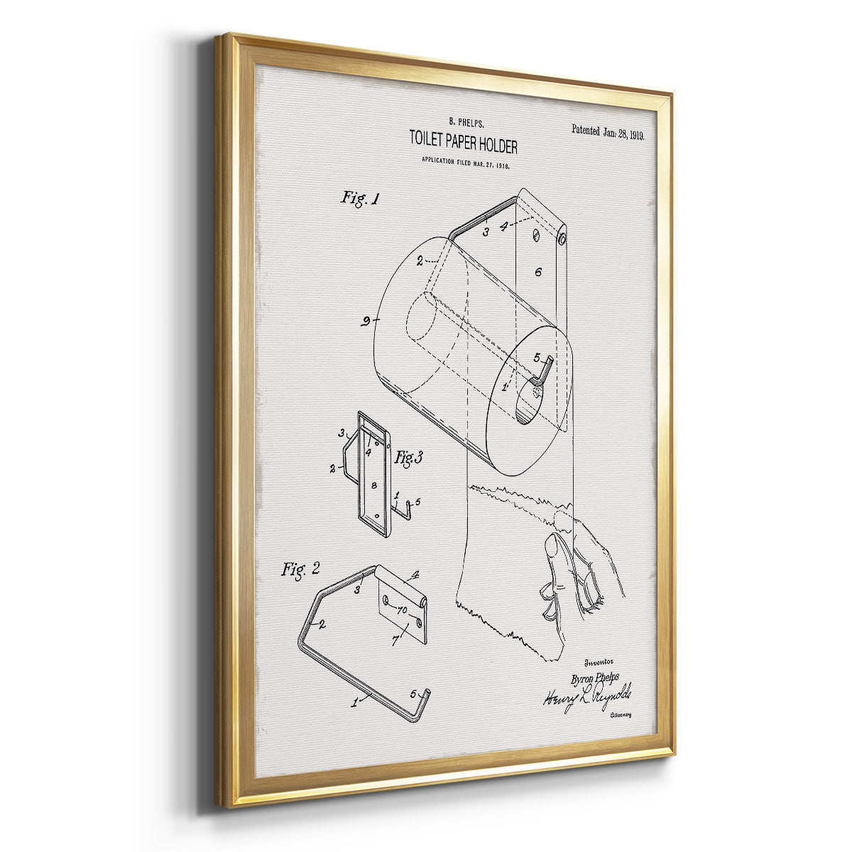 Toilet Paper Patent II - Modern Framed Canvas Print