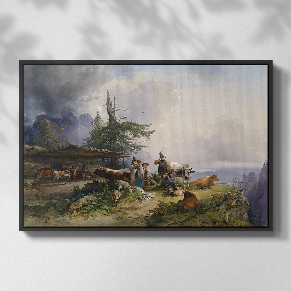 An Alpine Farm on the Untersberg, 1835 - Floater Framed Canvas Print