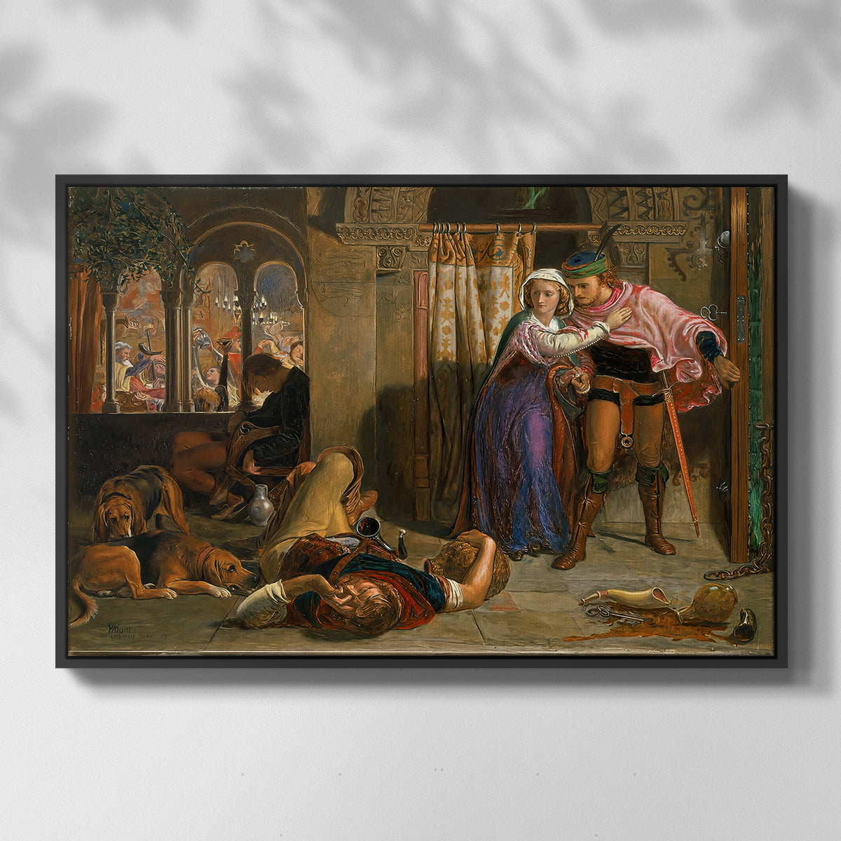 The Flight of Madeline and Porphyro, 1848 - Floater Framed Canvas Print