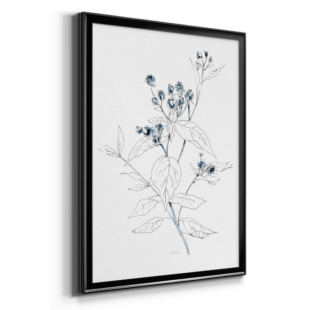 Indigo Sketch I - Modern Framed Canvas Print