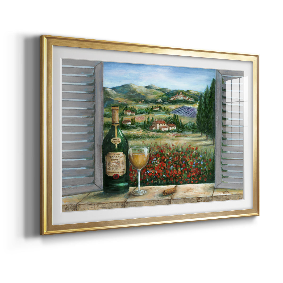 Tuscan White and Poppies Premium Framed Print - Ready to Hang