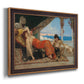 Orientalist portrait scene by Jean-Joseph Benjamin-Constant printed on canvas in an ornate bronzed mahogany wood frame.