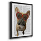 French Bulldog and Heart Glasses - Modern Framed Canvas Print