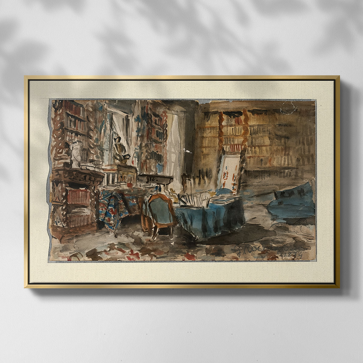 Cabinet de Flaubert à Croisset, 1874 - Floater Framed Canvas Print