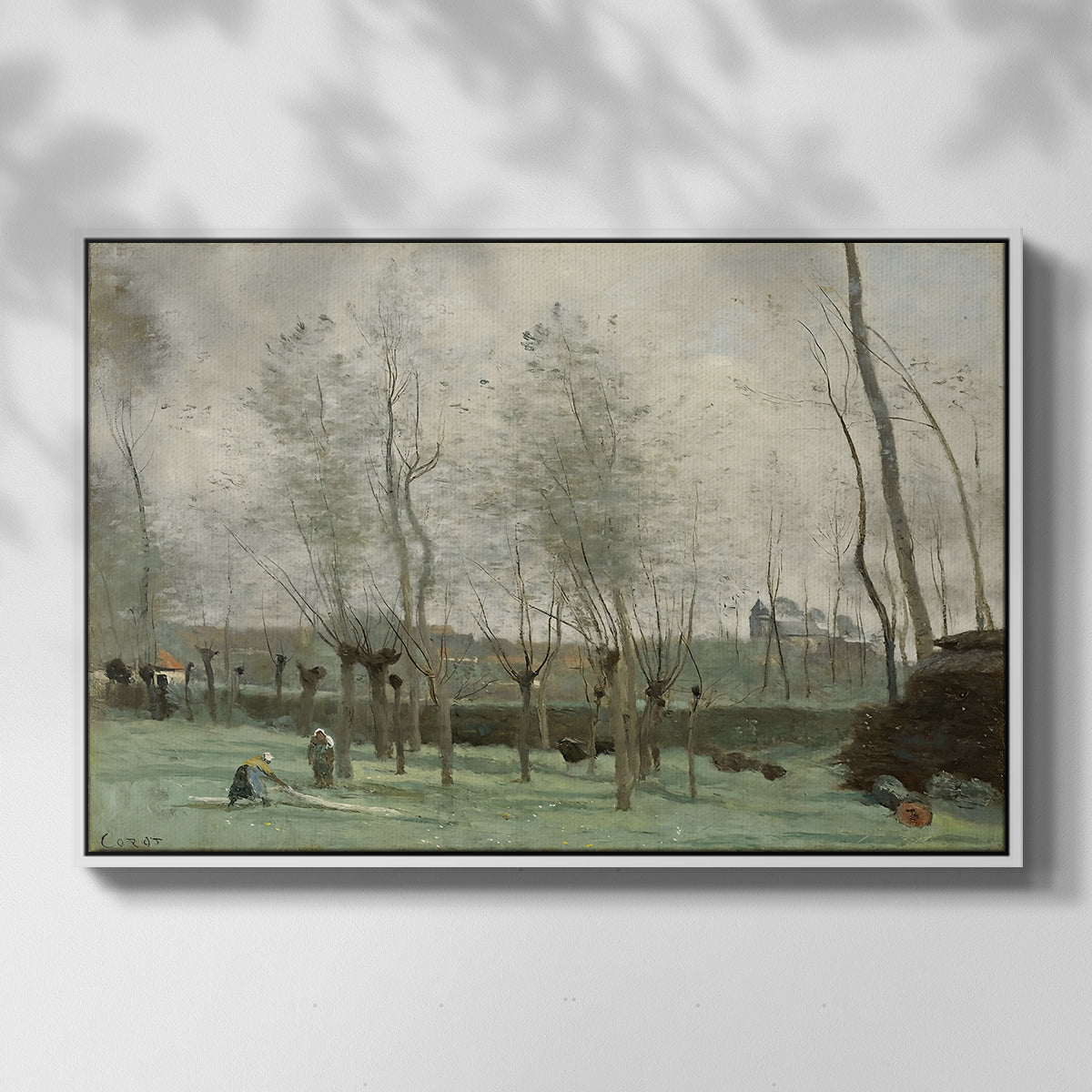 Washerwomen in a Willow Grove, c. 1871 - Floater Framed Canvas Print