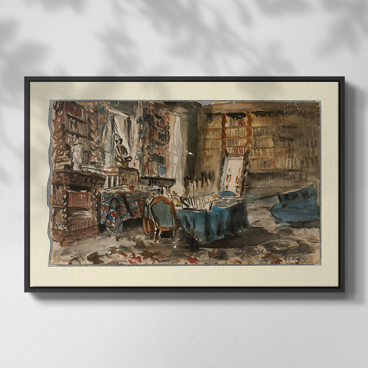 Cabinet de Flaubert à Croisset, 1874 - Floater Framed Canvas Print