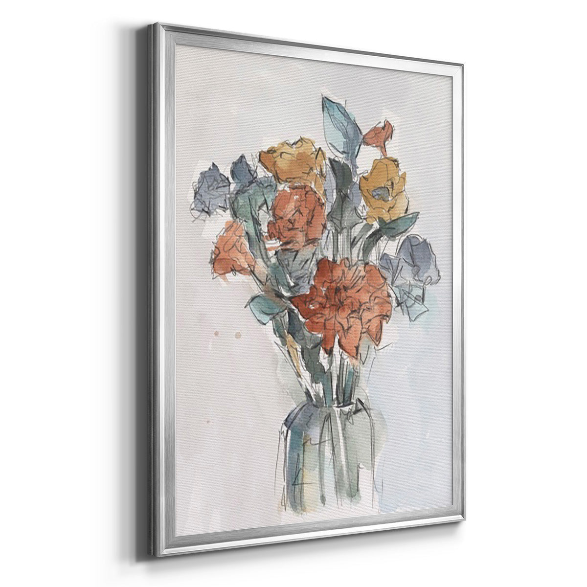 Watercolor Floral Arrangement I - Modern Framed Canvas Print