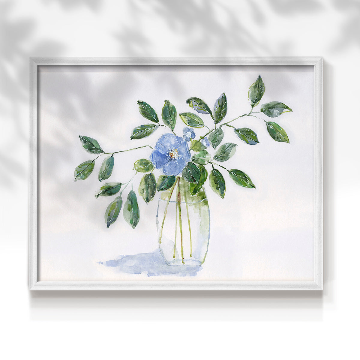 45308,watercolor,painting,flower,blue flower,green leaves,glass vase,nature art,interior decor,botanical art,floral,contemporary art,still life,home decor,tranquil,wall art,visual art,creative,handmade,craft,aesthetic,design,artist,beauty,calming,elegant,traditional,exhibition,soft colors,natural elements,craftsmanship,decor,floral arrangement,artwork,leaf,simplicity,Re-stickable,Plants & Flowers