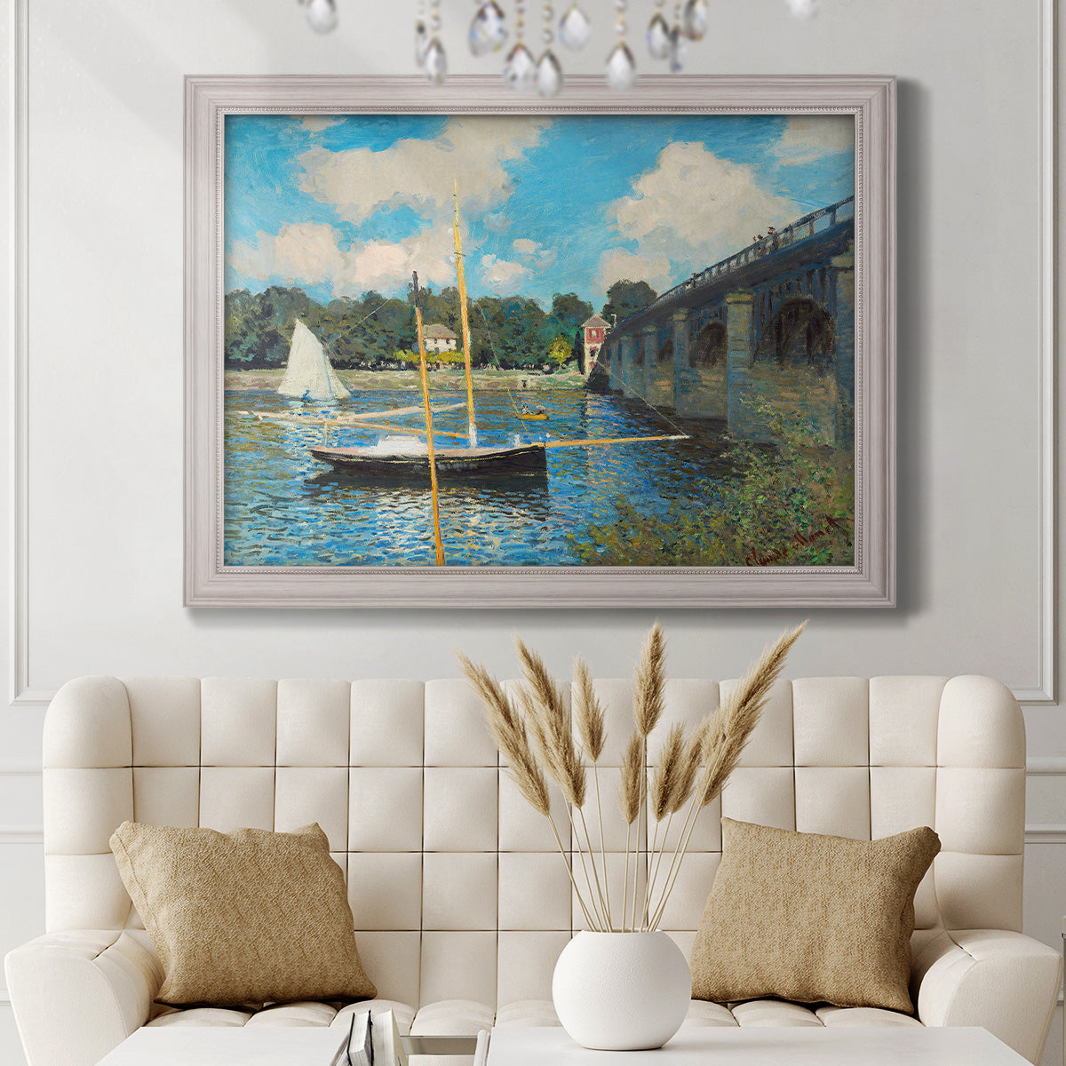 The Road Bridge At Argenteuil - Ornate Framed Canvas Print